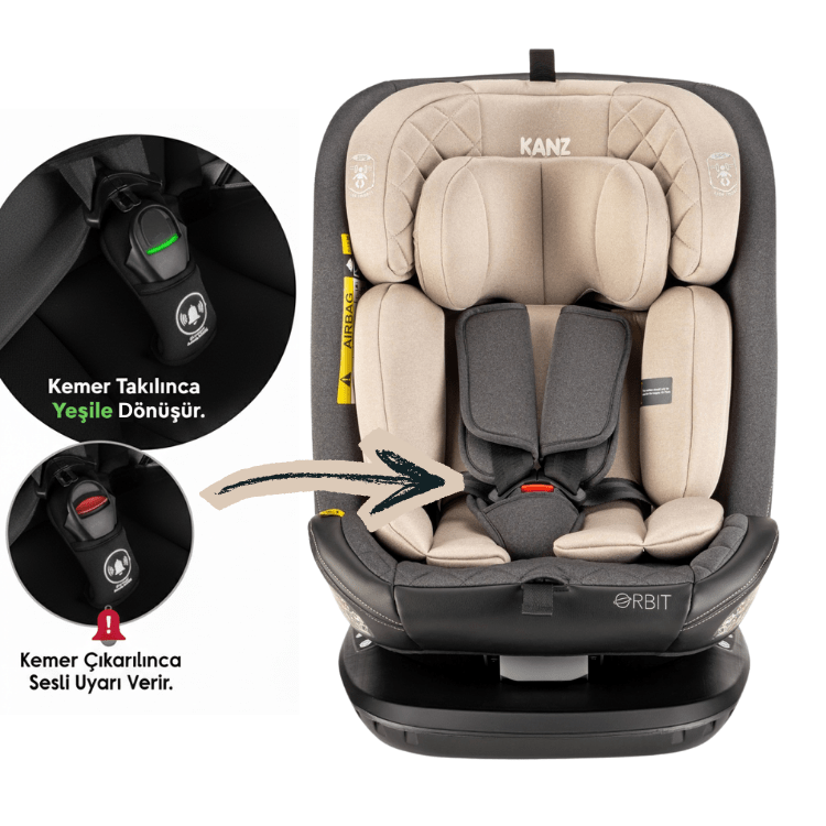 KANZ Orbit I-Size İsofix Bağlantılı Oto Koltuğu 0-36 Kg Bej