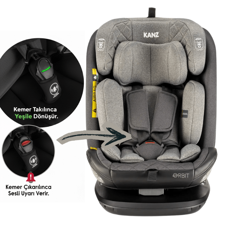 KANZ Orbit I-Size İsofix Bağlantılı Oto Koltuğu 0-36 Kg Gri
