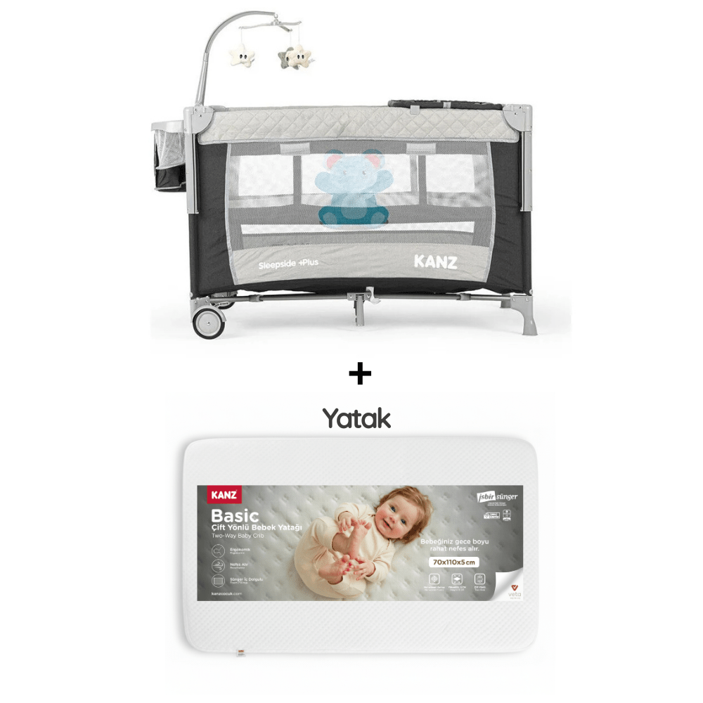 KANZ Sleepside +Plus Anne Yanı Park Yatak Siyah - Yataklı
