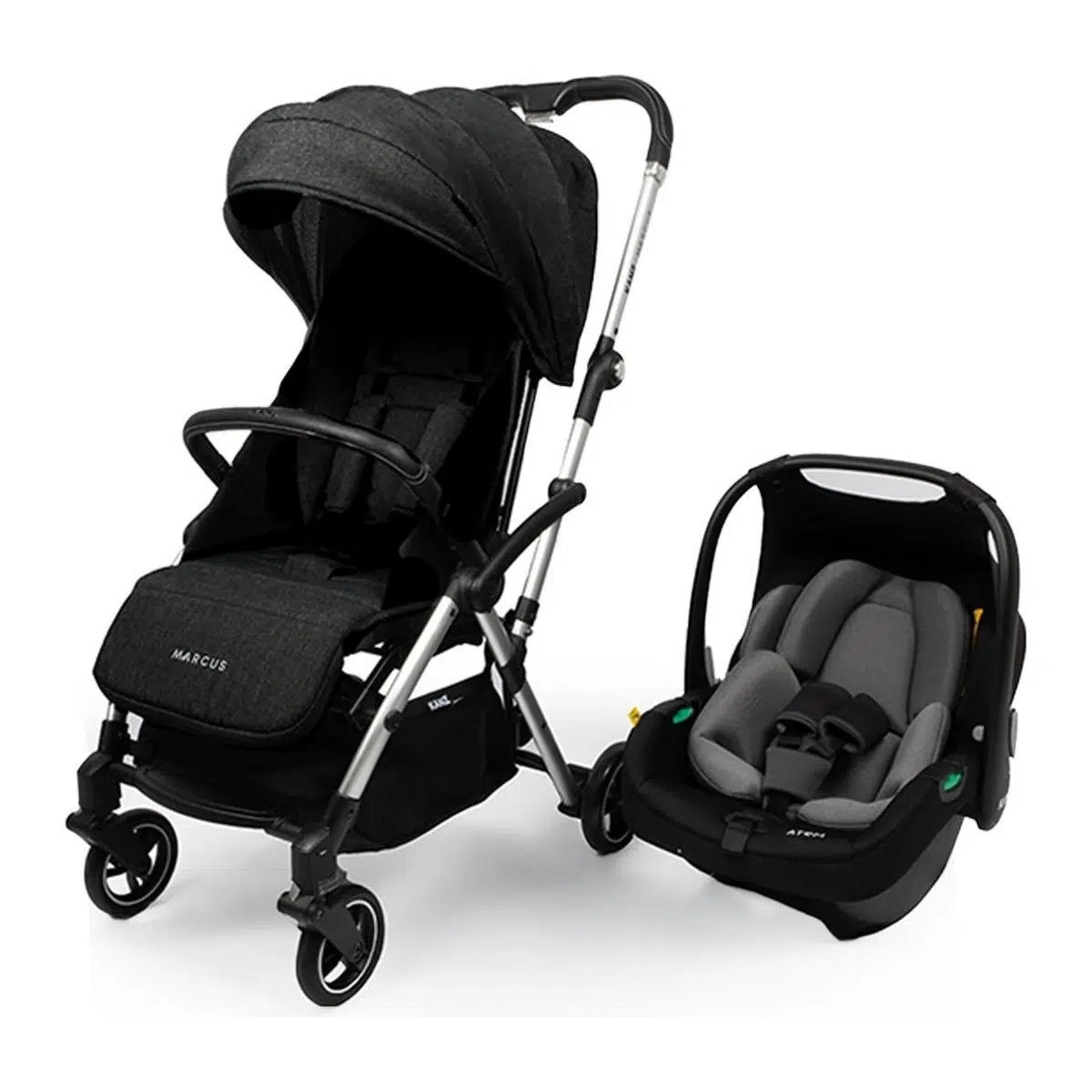 KANZ Marcus Tek El Katlanabilen Kabin Travel Sistem Bebek Arabası Raisin Black